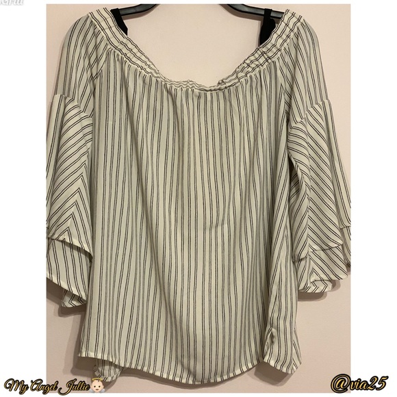 LOFT Women’s Blouse Stripped Silk Top Flowy Size: XS Color: White/Black - Picture 3 of 5